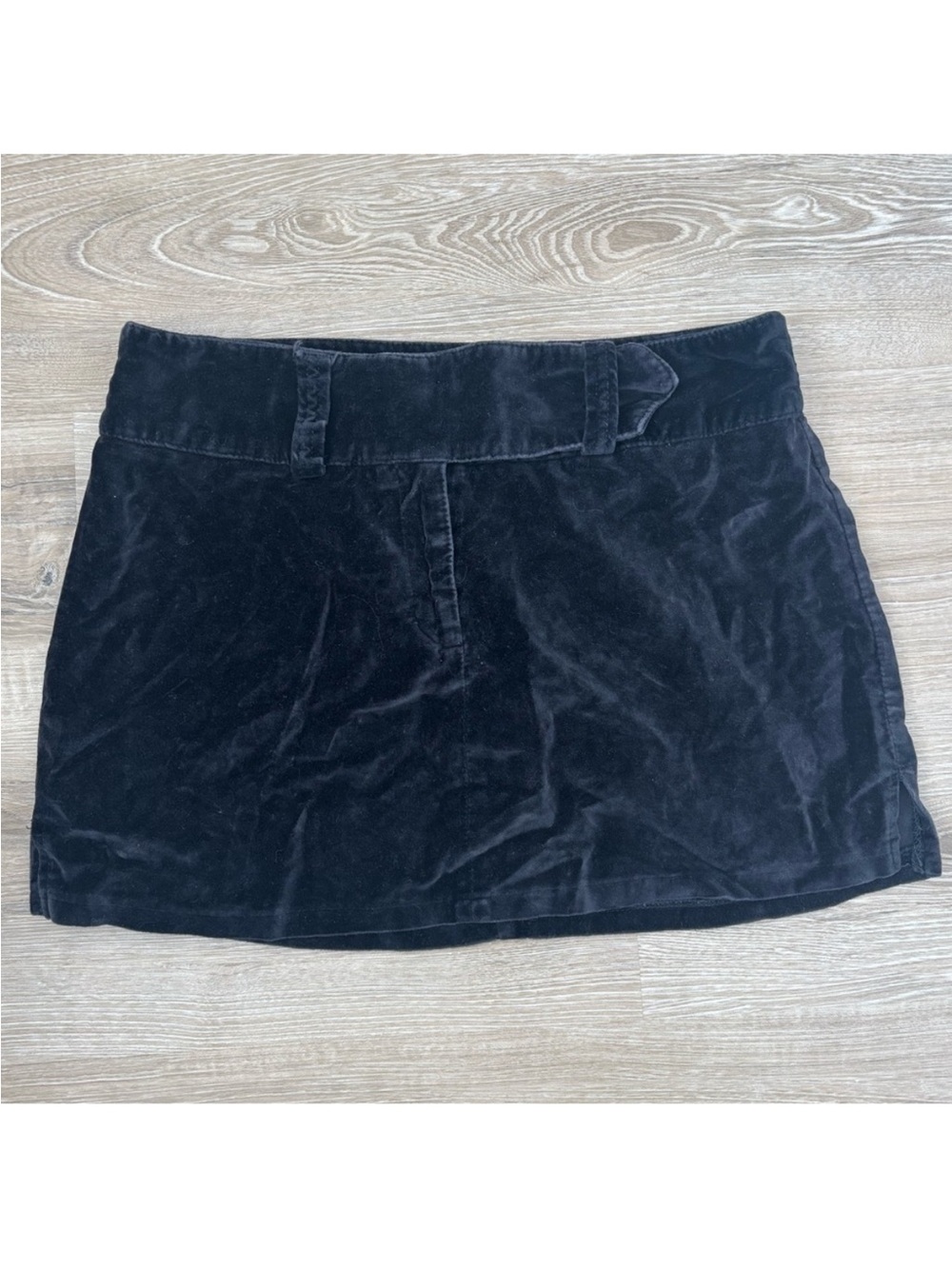 Vintage Wet Seal Black Velvet Cotton Mini Skirt Y2K